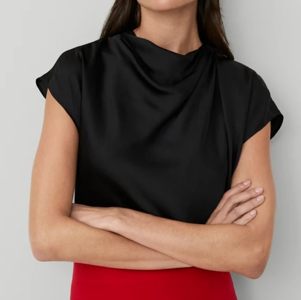 BRAND NEW NWT Black Cowl Neck Blouse XL - Picture 3 of 12